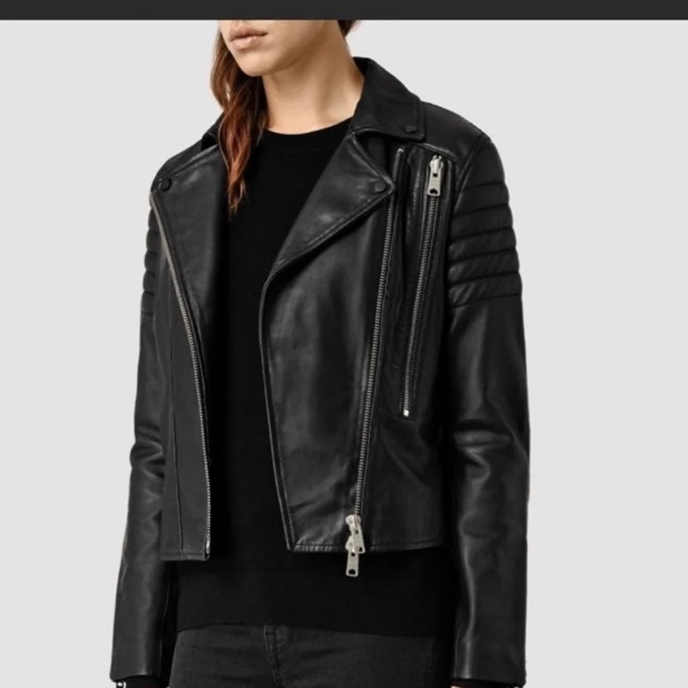 ALL SAINTS ALDER BIKER LEATHER JACKET SIZE 00